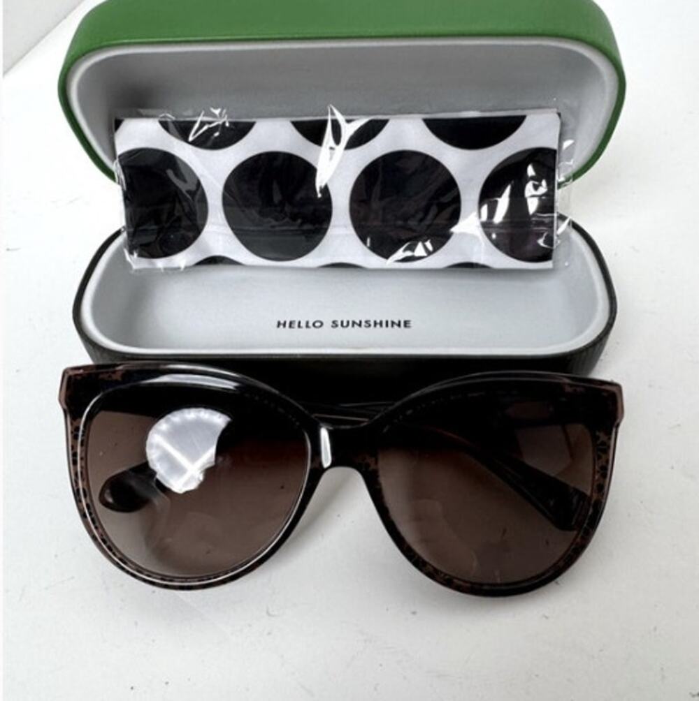 Kate Spade NWOT Brown Pattern 56mm Daesha Cat Eye Sunglasses
